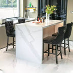 Set of 2 Velvet Button-Tufted Barstools with Wooden Legs, Multiple Colors