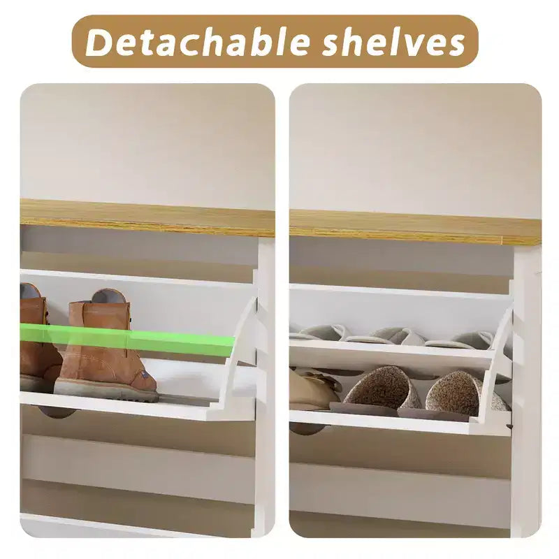 Scarpiera Moderna Anticata Bianca con 3 Cassetti a Ribalta e 1 Cassetto Superiore