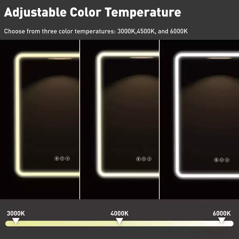 Specchio contenitore a LED – Nero / Bianco / Oro, apertura a sinistra o a destra, anta singola, varie misure