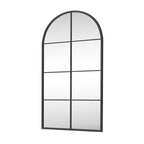 Schwarzer gewölbter Wandspiegel mit Eisenfensterrahmen, Einzelstück, 55"H x 27"W