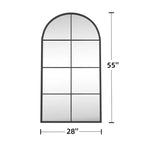 Schwarzer gewölbter Wandspiegel mit Eisenfensterrahmen, Einzelstück, 55"H x 27"W