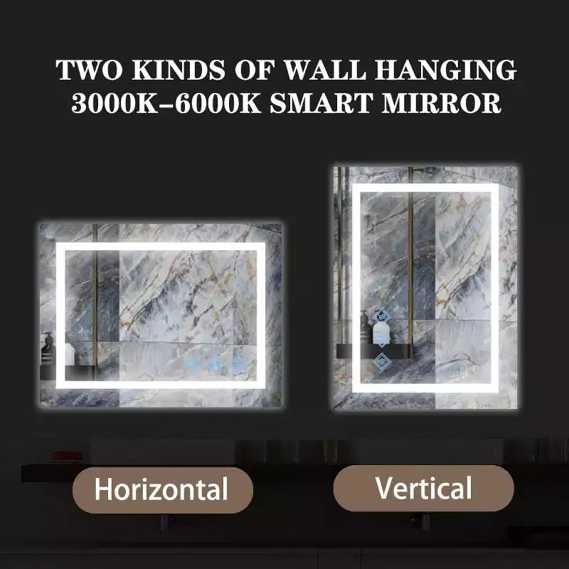 Specchio da bagno rettangolare a parete, 81x61 cm, argento, singolo, oscuramento touch, antiappannamento, IP54