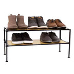 Stapelbares Schuhregal mit 2 Ebenen, Schwarz / Aspen, für 9 Paar