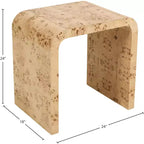 Table d'appoint rectangulaire en bois de loupe de frêne brun, 1 pièce