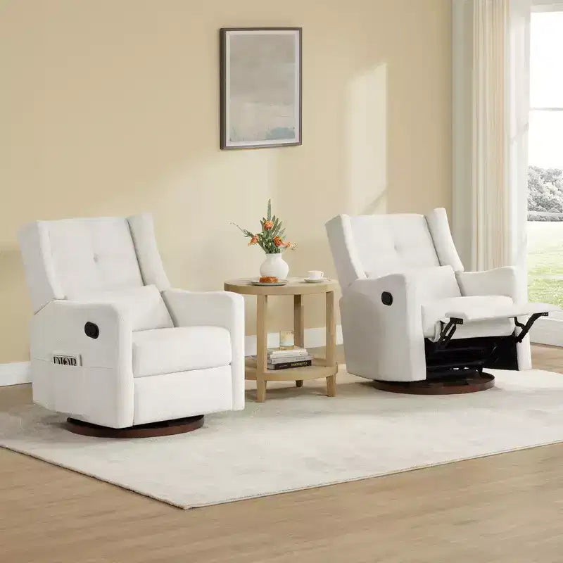Poltrona reclinabile girevole manuale Spruce & Spring con cuscino lombare