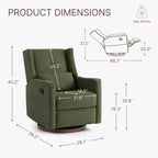 Poltrona reclinabile girevole e basculante manuale Spruce & Spring con cuscino lombare