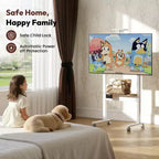 Ratastega telerikapp, must, reguleeritav kõrgus 42"-62", sobib 37"-86" teleritele