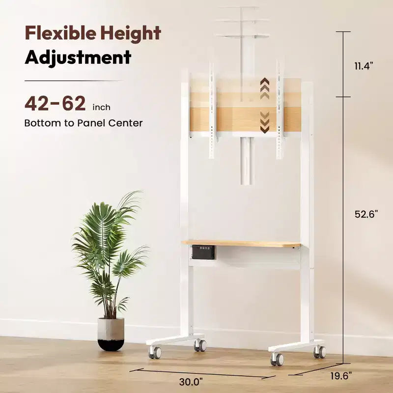 Carrello TV con rotelle, nero, altezza regolabile 42"-62", adatto per TV da 37"-86"