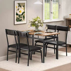 Dining Table Set for 4, 5 Piece Wooden Dining Room Table Set, 4 PU Upholstered Chair,Metal Frame Dinette Set for Dining Room, Party, Apartment