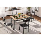 Dining Table Set for 4, 5 Piece Wooden Dining Room Table Set, 4 PU Upholstered Chair,Metal Frame Dinette Set for Dining Room, Party, Apartment