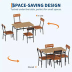 Dining Table Set for 4, 5 Piece Wooden Dining Room Table Set, 4 PU Upholstered Chair,Metal Frame Dinette Set for Dining Room, Party, Apartment