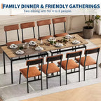 Dining Table Set for 4, 5 Piece Wooden Dining Room Table Set, 4 PU Upholstered Chair,Metal Frame Dinette Set for Dining Room, Party, Apartment
