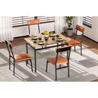 Dining Table Set for 4, 5 Piece Wooden Dining Room Table Set, 4 PU Upholstered Chair,Metal Frame Dinette Set for Dining Room, Party, Apartment