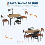 Dining Table Set for 4, 5 Piece Wooden Dining Room Table Set, 4 PU Upholstered Chair,Metal Frame Dinette Set for Dining Room, Party, Apartment
