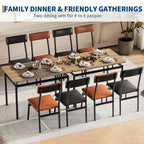 Dining Table Set for 4, 5 Piece Wooden Dining Room Table Set, 4 PU Upholstered Chair,Metal Frame Dinette Set for Dining Room, Party, Apartment