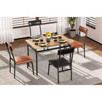 Dining Table Set for 4, 5 Piece Wooden Dining Room Table Set, 4 PU Upholstered Chair,Metal Frame Dinette Set for Dining Room, Party, Apartment