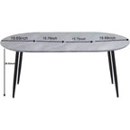 Zwart / eiken / grijs / wit – ovale uitschuifbare eettafel, metalen poten, geschikt voor maximaal 6 personen