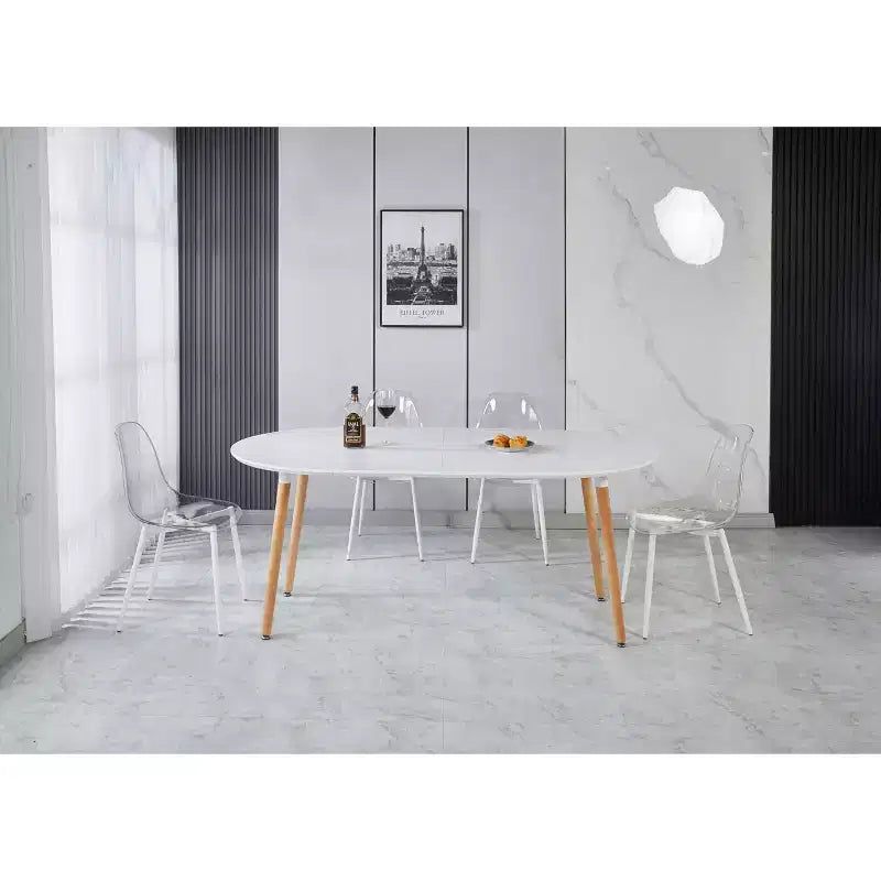 Nero / Rovere / Grigio / Bianco – Tavolo da pranzo ovale allungabile, gambe in metallo, posti a sedere fino a 6