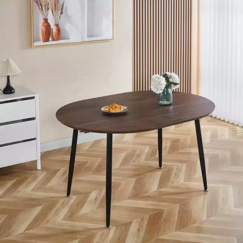 Nero / Rovere / Grigio / Bianco – Tavolo da pranzo ovale allungabile, gambe in metallo, posti a sedere fino a 6