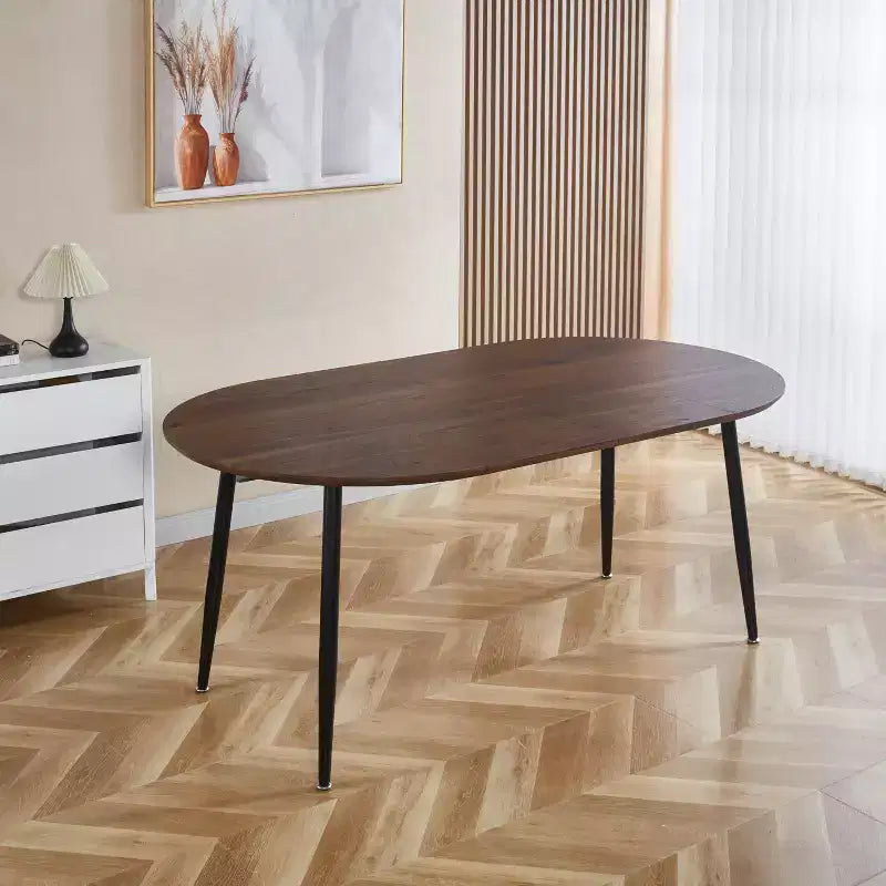 Nero / Rovere / Grigio / Bianco – Tavolo da pranzo ovale allungabile, gambe in metallo, posti a sedere fino a 6