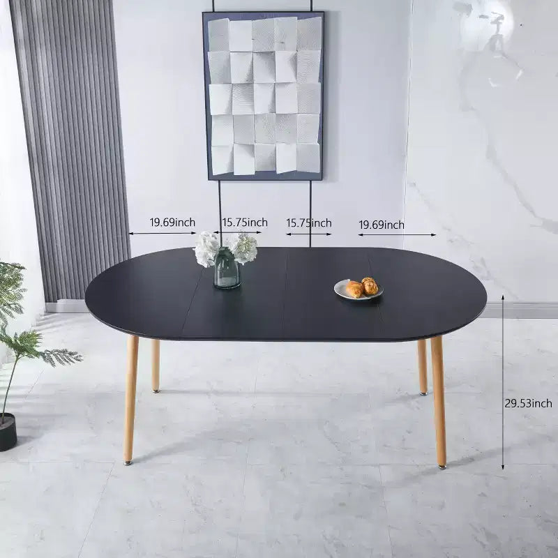 Nero / Rovere / Grigio / Bianco – Tavolo da pranzo ovale allungabile, gambe in metallo, posti a sedere fino a 6
