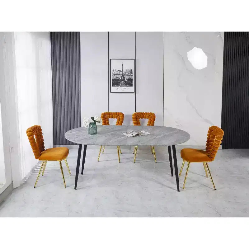 Nero / Rovere / Grigio / Bianco – Tavolo da pranzo ovale allungabile, gambe in metallo, posti a sedere fino a 6