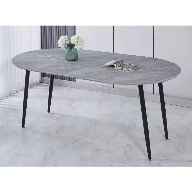 Nero / Rovere / Grigio / Bianco – Tavolo da pranzo ovale allungabile, gambe in metallo, posti a sedere fino a 6