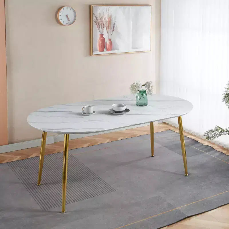 Nero / Rovere / Grigio / Bianco – Tavolo da pranzo ovale allungabile, gambe in metallo, posti a sedere fino a 6
