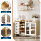 Walnoot/houtkleur | Buffetkast met glazen deur en laden | Montage door 1 persoon