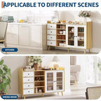 Walnoot/houtkleur | Buffetkast met glazen deur en laden | Montage door 1 persoon
