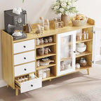 Walnoot/houtkleur | Buffetkast met glazen deur en laden | Montage door 1 persoon