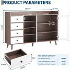 Walnoot/houtkleur | Buffetkast met glazen deur en laden | Montage door 1 persoon