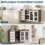 Walnoot/houtkleur | Buffetkast met glazen deur en laden | Montage door 1 persoon
