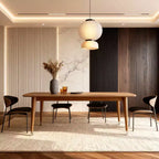Brauner rechteckiger Esstisch im Mid-Century-Modern-Stil, Tischplatte mit Holzfurnier, Sitzplätze für bis zu 6 Personen