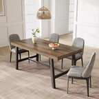 Black/Brown/Grey/Wood Color Industrial Rectangle Dining Table, Seats 6, 63"