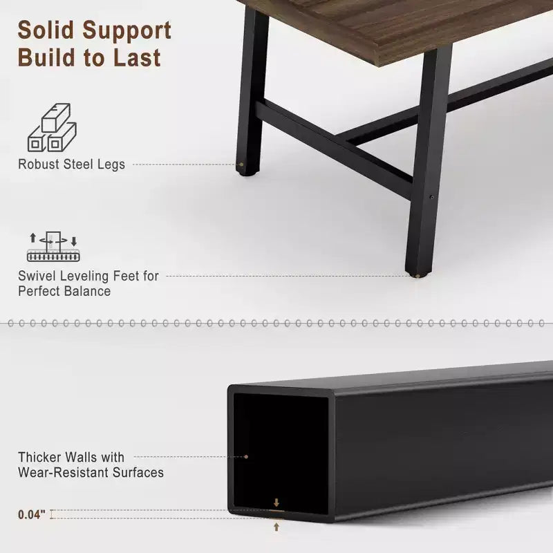 Tavolo da Pranzo Rettangolare Industriale Nero/Marrone/Grigio/Color Legno, 6 Posti, 160 cm