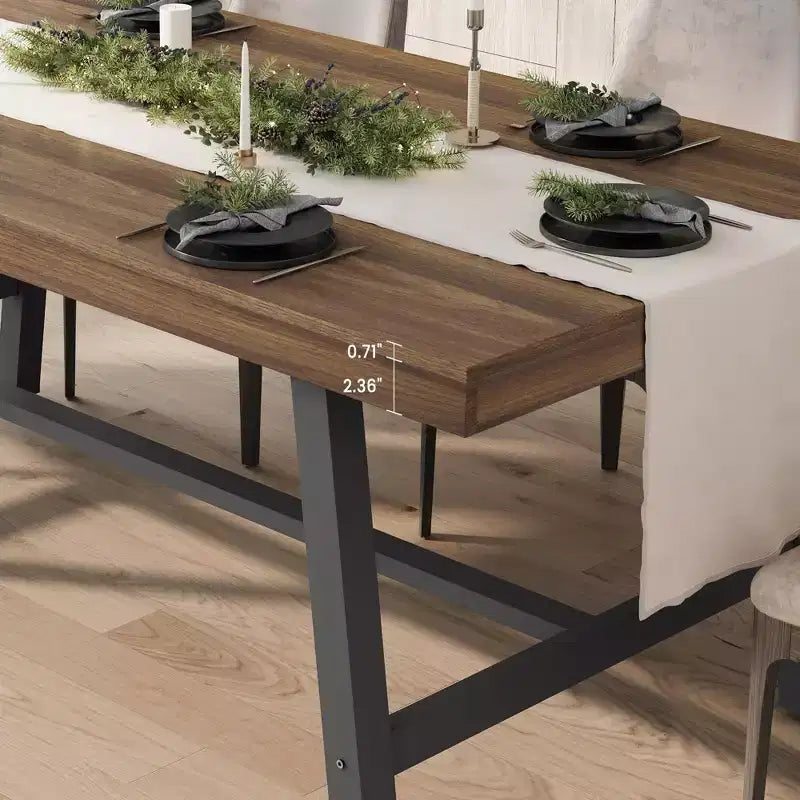 Tavolo da Pranzo Rettangolare Industriale Nero/Marrone/Grigio/Color Legno, 6 Posti, 160 cm