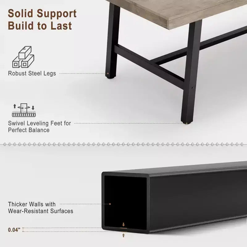 Tavolo da Pranzo Rettangolare Industriale Nero/Marrone/Grigio/Color Legno, 6 Posti, 160 cm
