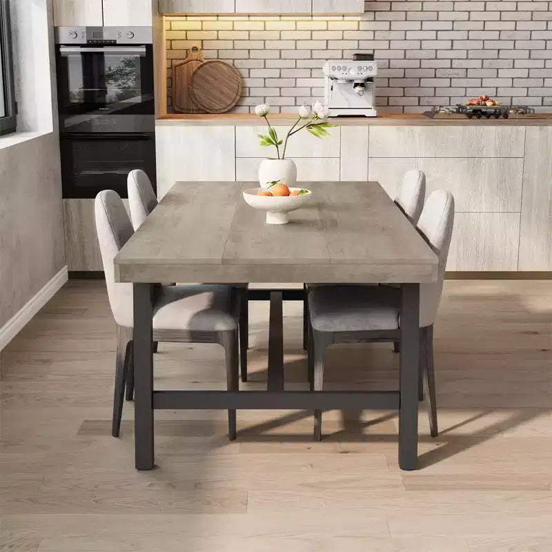 Tavolo da Pranzo Rettangolare Industriale Nero/Marrone/Grigio/Color Legno, 6 Posti, 160 cm