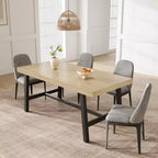Black/Brown/Grey/Wood Color Industrial Rectangle Dining Table, Seats 6, 63"