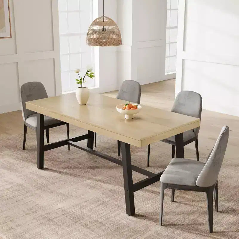 Tavolo da Pranzo Rettangolare Industriale Nero/Marrone/Grigio/Color Legno, 6 Posti, 160 cm