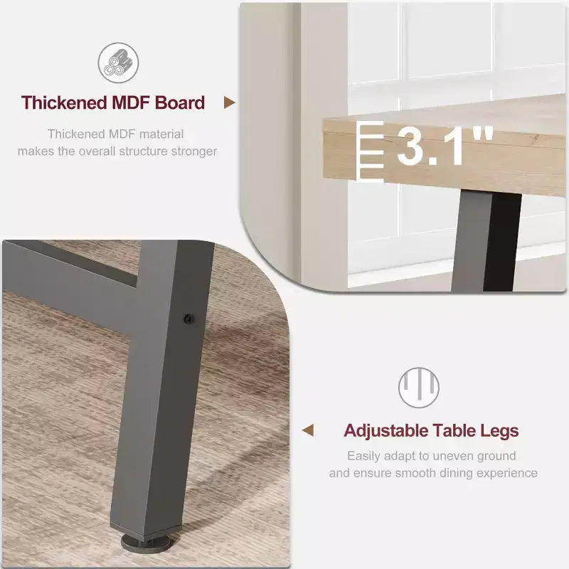 Tavolo da Pranzo Rettangolare Industriale Nero/Marrone/Grigio/Color Legno, 6 Posti, 160 cm