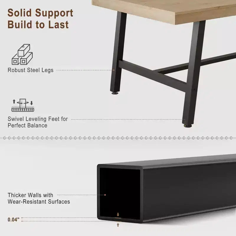 Tavolo da Pranzo Rettangolare Industriale Nero/Marrone/Grigio/Color Legno, 6 Posti, 160 cm