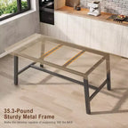 Black/Brown/Grey/Wood Color Industrial Rectangle Dining Table, Seats 6, 63"