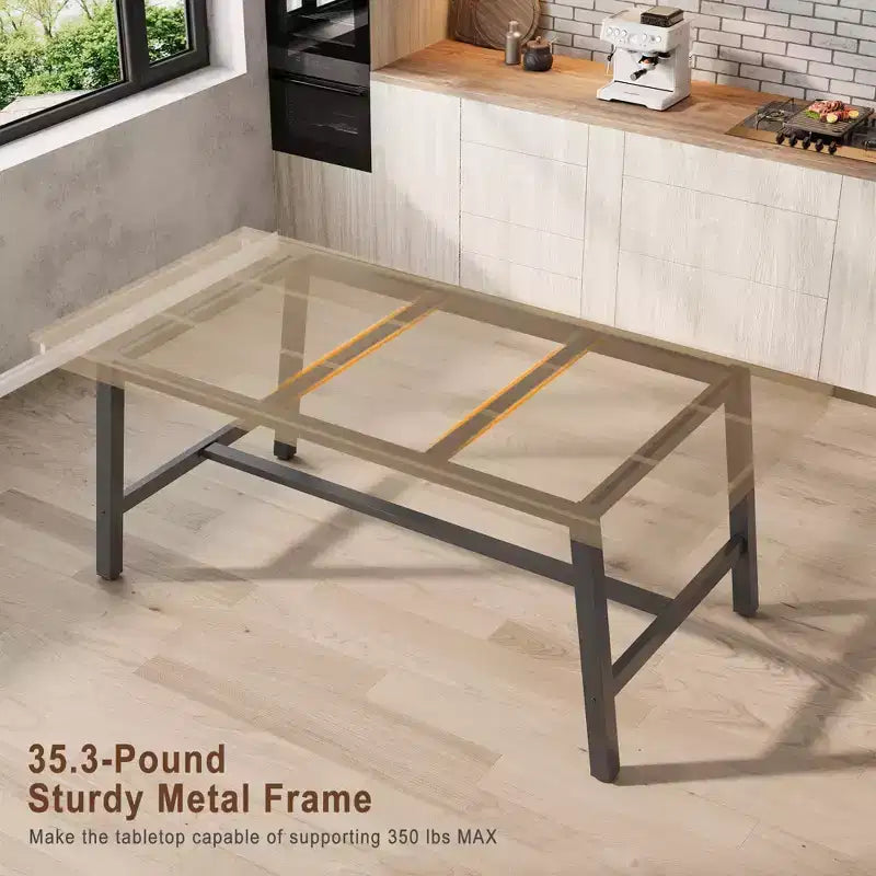 Tavolo da Pranzo Rettangolare Industriale Nero/Marrone/Grigio/Color Legno, 6 Posti, 160 cm