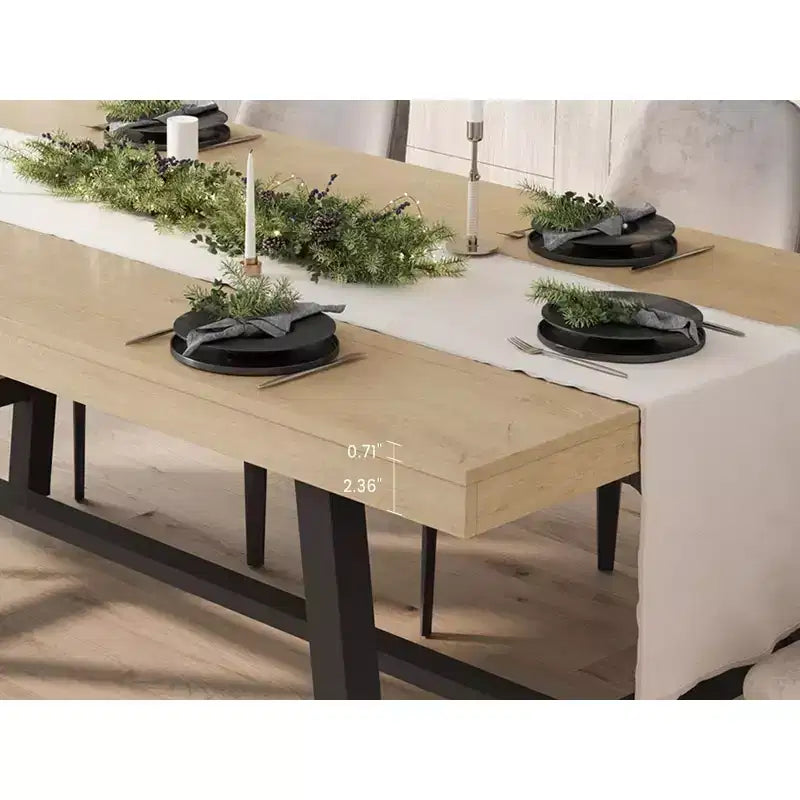 Tavolo da Pranzo Rettangolare Industriale Nero/Marrone/Grigio/Color Legno, 6 Posti, 160 cm