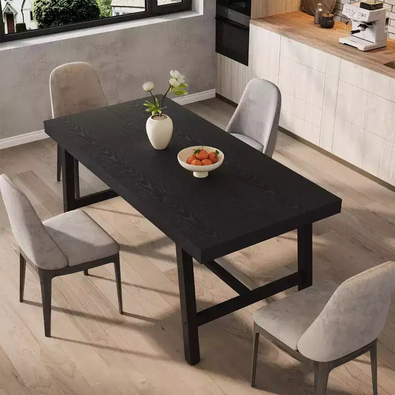 Tavolo da Pranzo Rettangolare Industriale Nero/Marrone/Grigio/Color Legno, 6 Posti, 160 cm