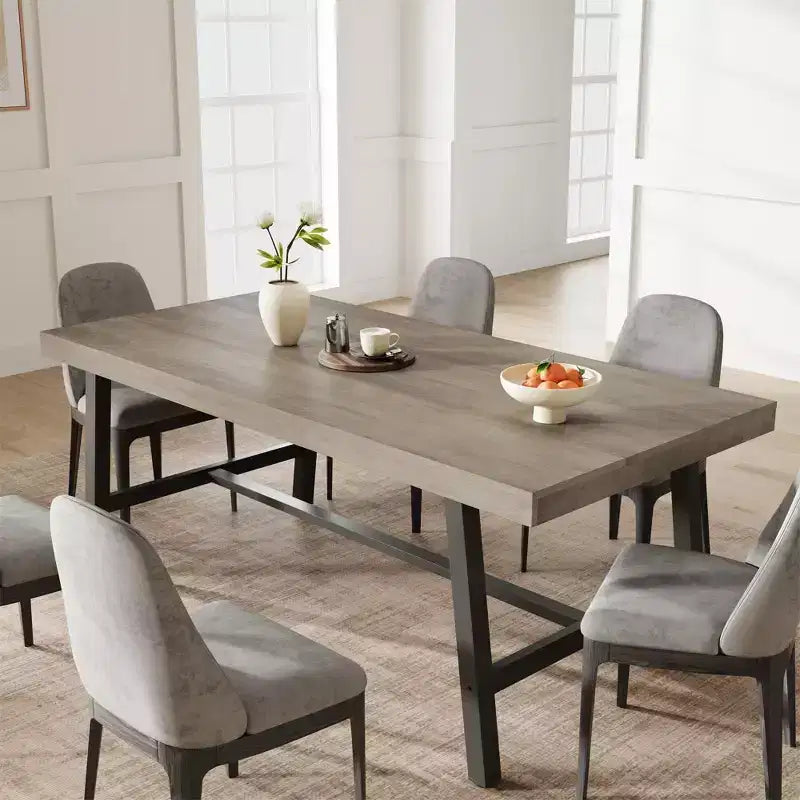 Tavolo da Pranzo Rettangolare Industriale Nero/Marrone/Grigio/Color Legno, 6 Posti, 160 cm