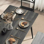 karl Home 1 Table, 1 Stool, 4 Chairs, Black Iron Pipe, Gray Soft Cushion, Dining Table and Chair Set