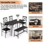 karl Home 1 Table, 1 Stool, 4 Chairs, Black Iron Pipe, Gray Soft Cushion, Dining Table and Chair Set